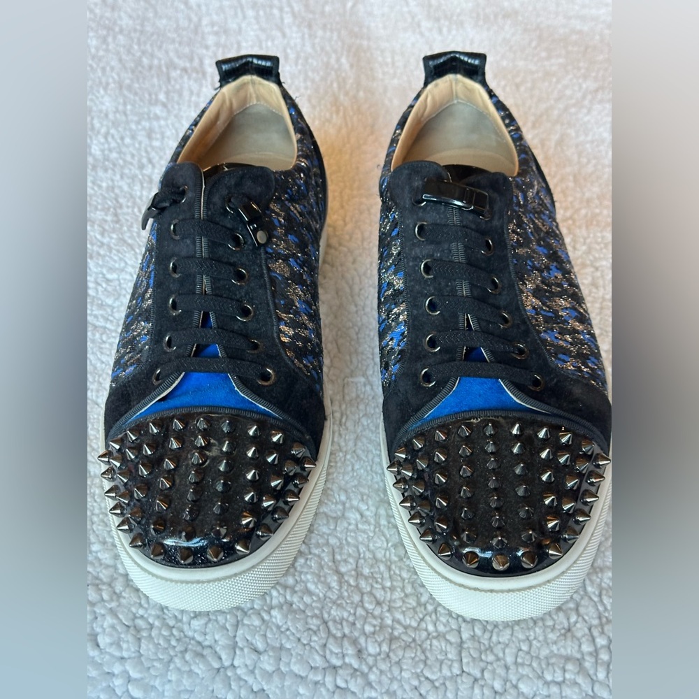 LouboutinLouis Junior Spikes Orlato Lurex Fabric Sneakers Black/Blue Sneakers 42